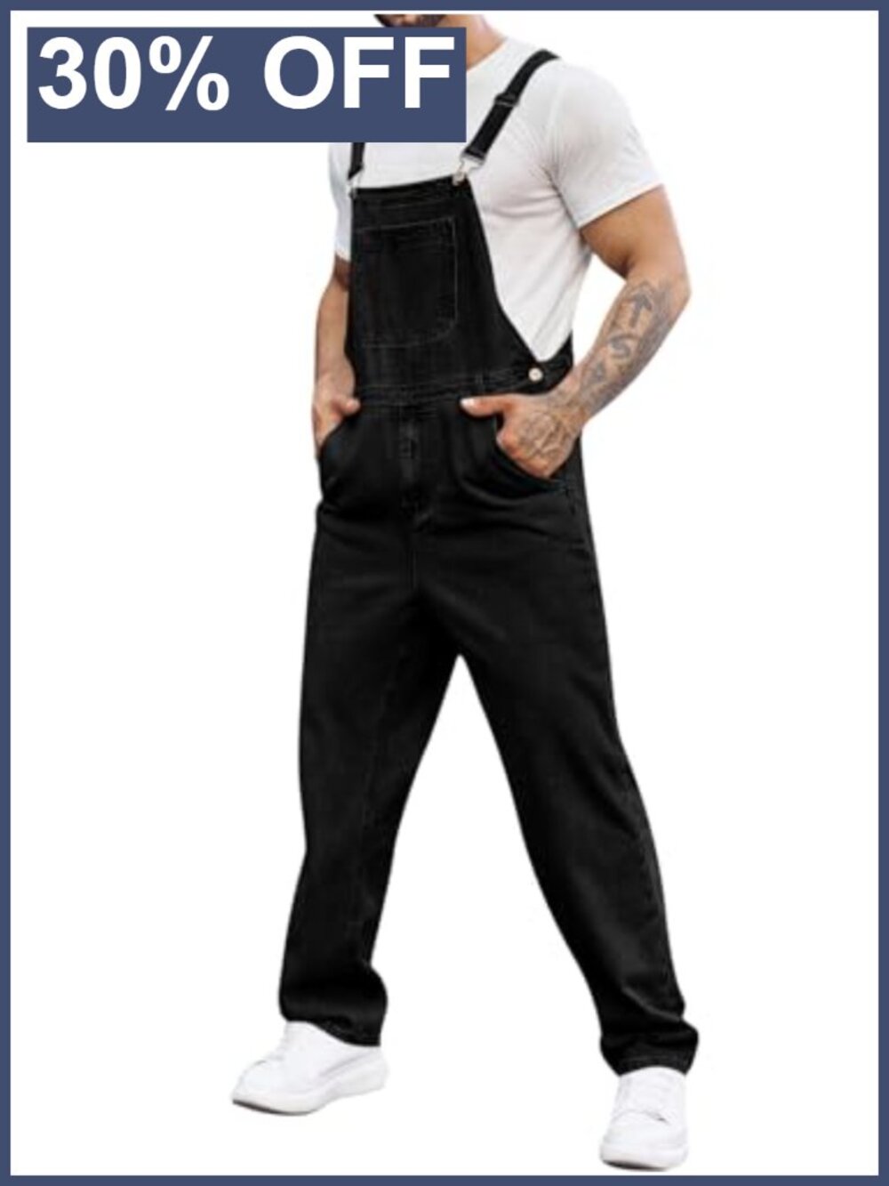 Men's Denim Bib Overalls Adjustable Straps Work Utility Jumpsuit